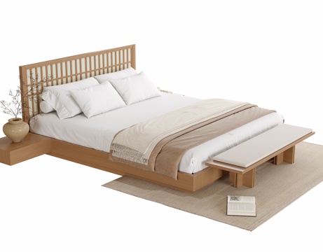  现代双人床3d模型 