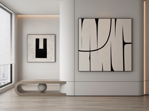  现代极简抽象挂画3d模型 