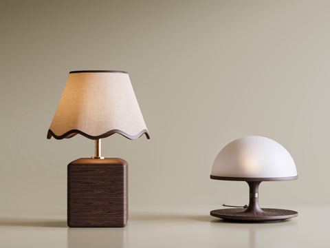  中古风台灯 中古台灯 复古台灯 实木台灯 新中式台灯 美式法3d模型 