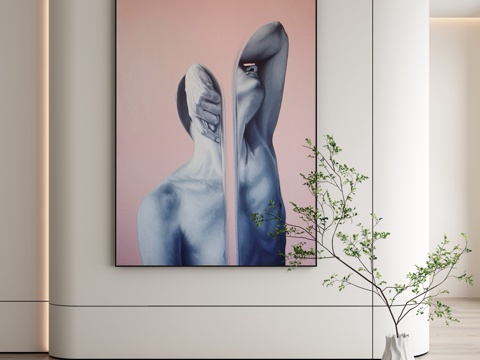  现代极简抽象挂画3d模型 