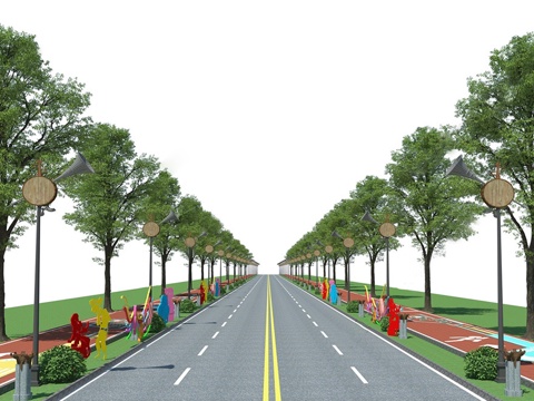  现代景观大道 旅游通景公路 主题大道 文su模型 