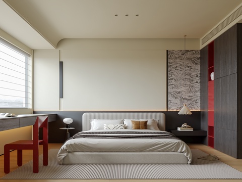 现代意式卧室su模型