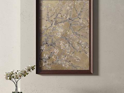  新中式，复古，中古，挂画3d模型 