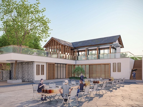 新中式民宿接待中心 民宿建筑su模型