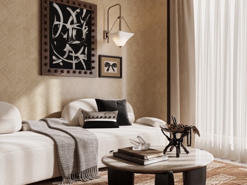  意式轻奢客厅3d模型 