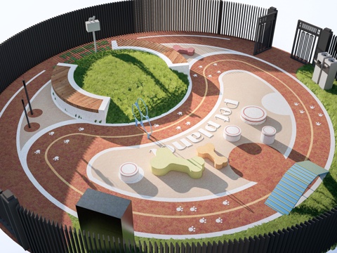 现代户外儿童游乐区 户外儿童游乐场 儿童塑胶场地su模型