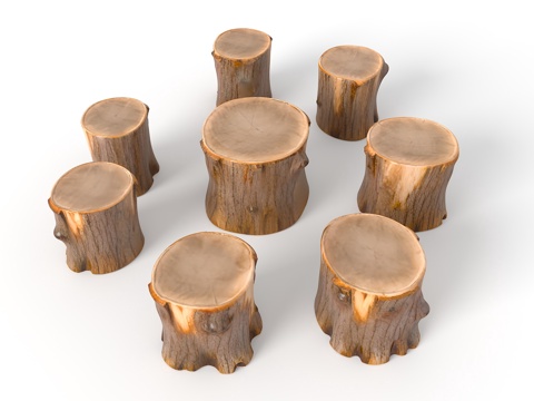 树墩坐凳 自然树墩 景观坐凳 坐凳 生态坐凳 木条坐凳 景观su模型