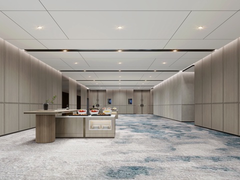  现代酒店宴会前厅3d模型 