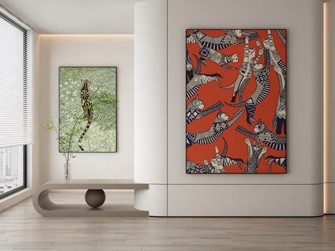  现代极简抽象挂画3d模型 