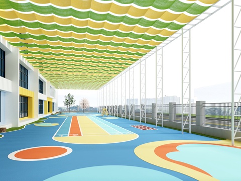 幼儿园户外电动遮阳帘su模型