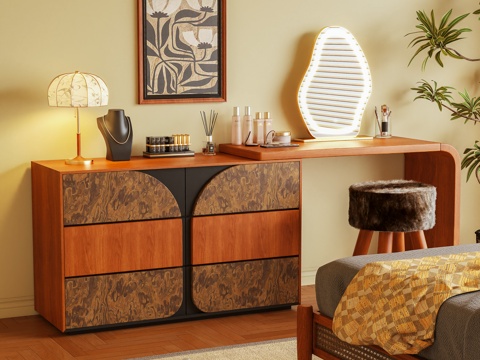  梳妆台 化妆柜 化妆桌 边柜 储物柜 书柜 化妆品 摆3d模型 