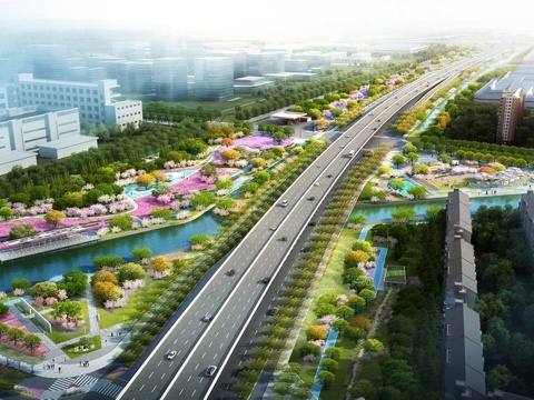 现代市政道路景观su模型