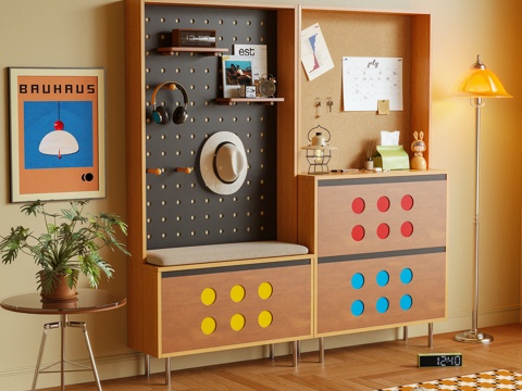  鞋柜 边柜 高柜 储物柜 摆件 绿植3d模型 