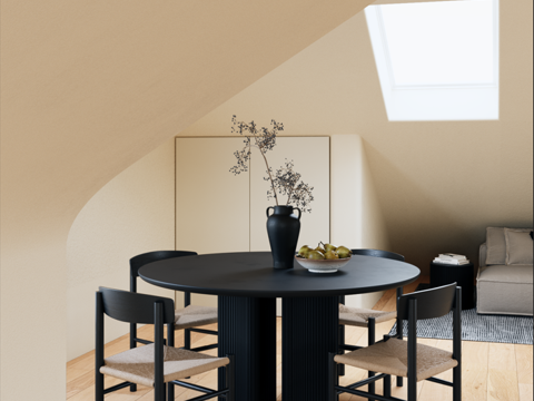 现代奶油侘寂风餐桌椅组合家具餐厅摆件3d模型