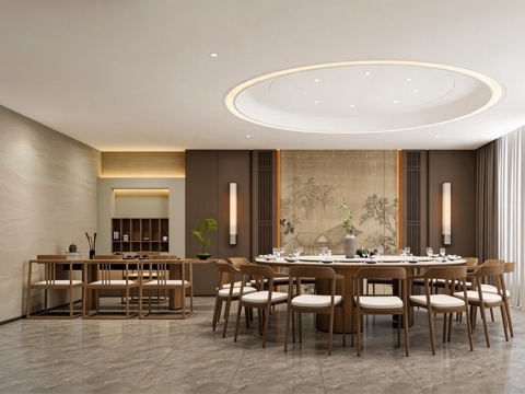 新中式包厢 餐饮包厢3d模型