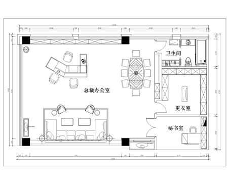 老总办公室平面图cad施工图