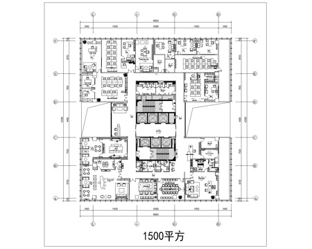 办公空间平面布置图cad施工图