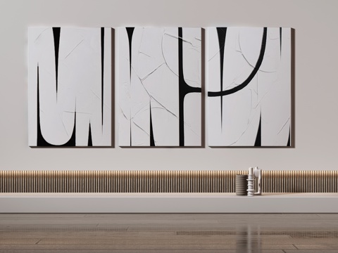  现代极简抽象挂画3d模型 