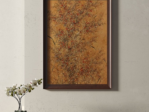  新中式，复古，中古，挂画3d模型 