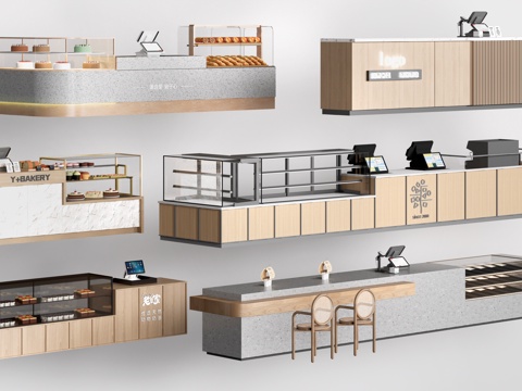 现收银台 服务台 吧台 接待台su模型