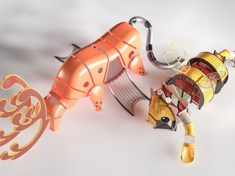 现代儿童游乐设施 儿童游乐器材 儿童滑梯su模型