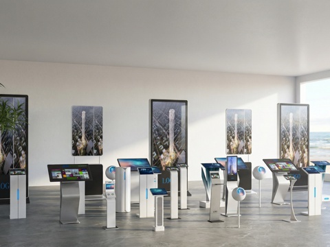  现代科技触控一体机_智能广告机_落地一体机_查询机su模型 