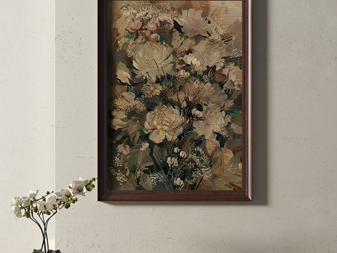  新中式，复古，中古，挂画3d模型 