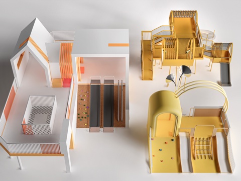 现代儿童游乐设施 儿童游乐器材 儿童滑梯su模型