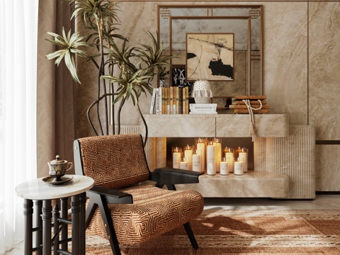  意式轻奢客厅3d模型 