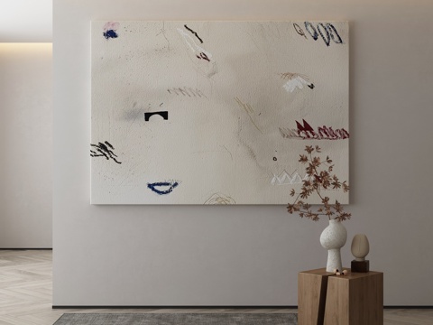  现代极简抽象挂画3d模型 