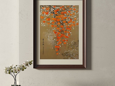  新中式，复古，中古，挂画3d模型 