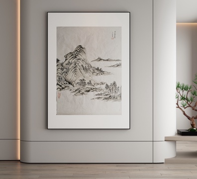  现代极简抽象挂画3d模型 