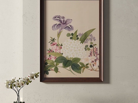  新中式，复古，中古，挂画3d模型 