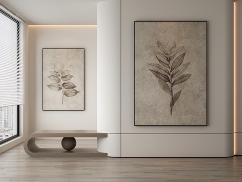 现代极简抽象挂画3d模型