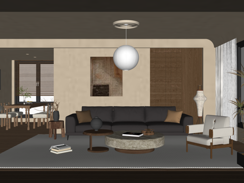 阳台 客餐厅 茶室 客厅su模型