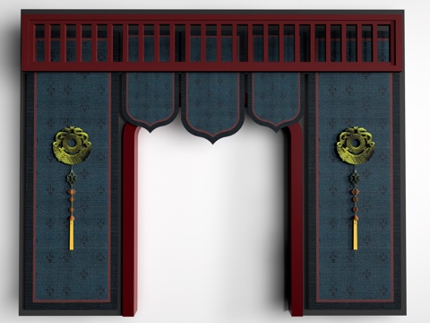 新中式背景墙 文化墙 新中式装饰墙 民族墙饰su模型