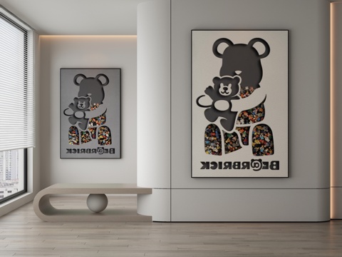  现代极简抽象挂画3d模型 