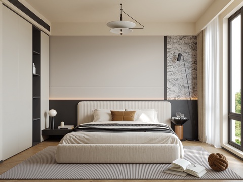 现代意式卧室su模型