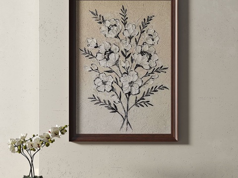  新中式，复古，中古，挂画3d模型 