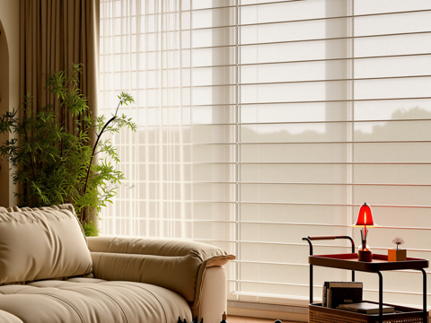  现代简约香格里拉帘 现代窗帘百叶帘 中古家居客厅3d模型 