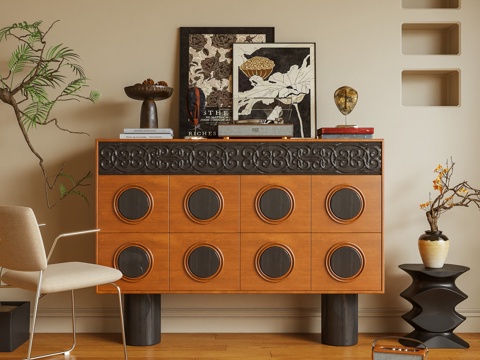  玄关柜 边柜 端景柜 储物柜 斗柜 摆件 绿植3d模型 