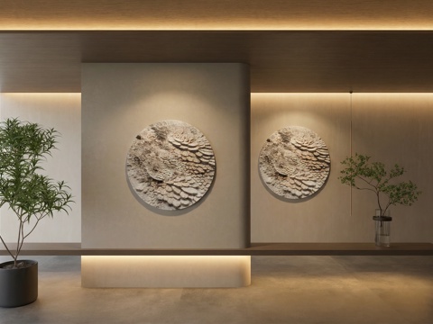 现代墙饰 圆形墙饰 月球墙饰 挂件 壁挂 装饰墙饰 艺术墙饰su模型