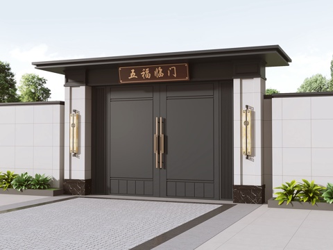 庭院门 别墅大门su模型