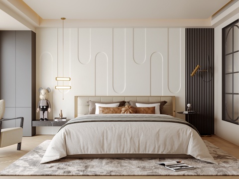 现代意式卧室su模型