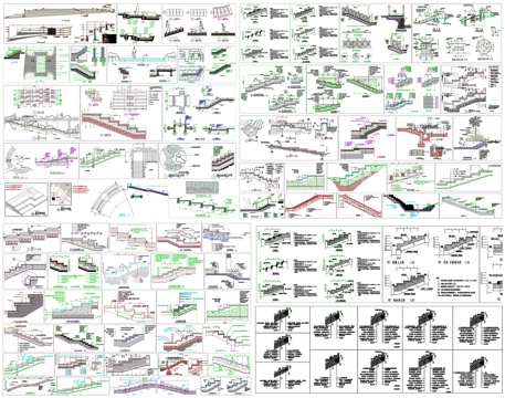 景观台阶踏步坡道草坡草阶剖面做法工艺详图节点CAD素材图库cad施工图