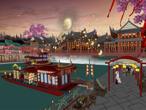 网红打卡国潮古风古镇集市su模型