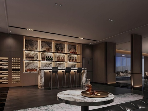 现代轻奢品酒室 酒窖 酒庄 酒柜su模型