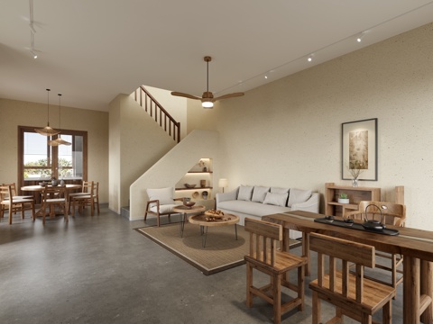  民宿客厅3d模型 