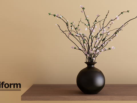 新中式花瓶盆栽su模型