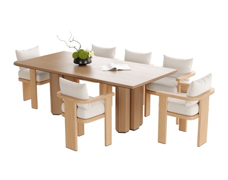 现代餐桌椅 餐椅 餐桌su模型